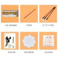 国画颜料12/18/24色套装颜料国画颜料初学者水墨画画颜料