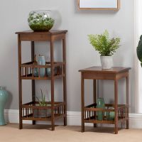 楠竹客厅边角几小茶几正方形落地鱼缸架竹制置物架234层
