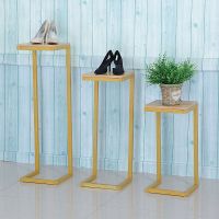 落地服装店展示架金色橱窗高低鞋包陈列架中岛柜商场展示台水台