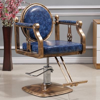 新款简约美发椅发廊专用铁艺复古理发椅可升降旋转剪发椅