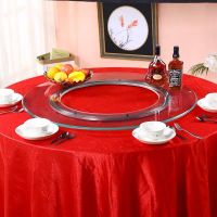 钢化玻璃空心火锅转盘餐桌圆桌开挖孔玻璃转盘饭店旋转圆台面