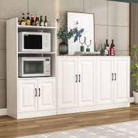 简约现代餐边柜易家用经济型储物收纳柜高低柜微波炉置物架