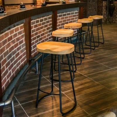星吧loft实木吧台椅高脚椅铁艺家用时尚创意咖啡厅酒吧高脚凳餐凳
