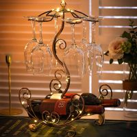 发光创意红酒杯架倒挂家用红酒架摆件现代欧式酒瓶展示架轻奢客厅