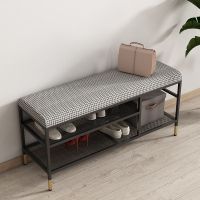 千鸟格换鞋凳家用轻奢门口穿鞋凳长条凳北欧可坐式鞋柜入户沙发柜