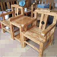 老榆木老板椅实木餐椅中式椅子靠背座椅三件套仿古扶手椅榫卯家具