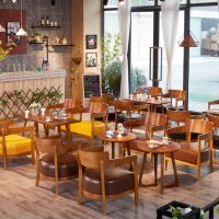 接待洽谈实木北欧沙发椅奶茶店甜品店漫咖啡厅清吧售楼部桌椅组合