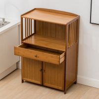 带门碗柜酒柜储物柜微波炉架茶叶柜厨房置物架餐边柜实木楠竹橱柜