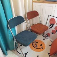 经典加厚电镀折叠椅钛金椅家用靠背椅餐椅灯芯绒办公椅子