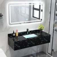 现代简约浴室柜台下卫生间挂墙式大理石洗手盆洗漱台洗脸盆柜组合
