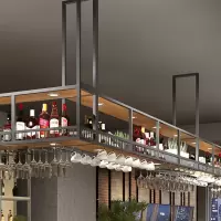 吧台吊架餐厅铁艺酒架置物架酒柜壁挂清吧工业风酒杯酒吧悬挂吊柜