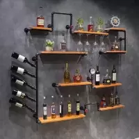 复古工业风铁艺墙上置物架壁挂红酒架摆件墙壁装饰收纳架