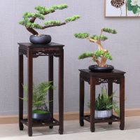 九竹花架客厅复古典花几室内多层实木花盆架博古架楠竹制花台