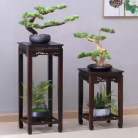 九竹花架客厅复古典花几室内多层实木花盆架博古架楠竹制花台
