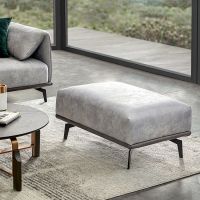 北欧意式科技布脚踏浅灰色小户型方形门厅脚凳单个搁脚沙发凳皮凳