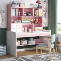 儿童学习桌家用书桌书架一体桌卧室小学生男女孩作业写字升降桌椅