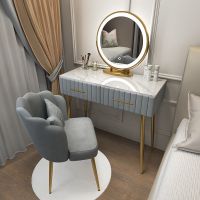 北欧梳妆台轻奢风卧室小型现代简约收纳柜网红ins风大理石梳妆台