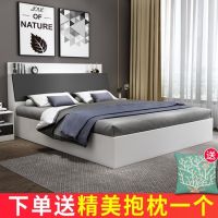 板式床现代简约双人床收纳储物床落地高箱床经济型出租房榻榻米床