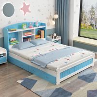 实木儿童床男孩女孩1米多功能单人床1.5米公主床带书架小孩床