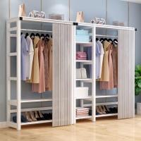 衣帽架落地简约现代北欧卧室衣架带帘子防尘多功能家用简易挂衣架