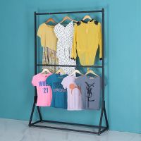服装展示架童装店落地式衣架双层晾衣架收纳上下双杆简易衣服架子