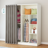衣柜实木简易推拉门板式组装儿童衣橱经济型现代简约出租房用柜子