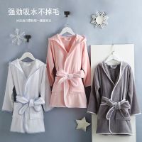 带帽毛巾料儿童浴袍男女童浴衣吸水速干小孩棉睡袍宝宝斗篷浴巾