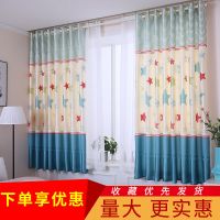 短帘成品飘窗卧室出租屋窗帘北欧风简约印花送绑绳