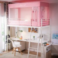 寝室遮光床帘一体式学生蚊帐宿舍上铺床帘布上下铺通用带支架单人