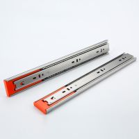 不锈钢导轨滑轨抽屉阻尼缓冲减震滑道实心钢珠三节轨加厚轨道