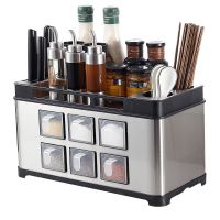 不锈钢厨房调味料收纳盒调味罐子台面调料瓶刀架置物架调料盒套装