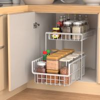 抽拉式厨房架子置物架水槽下面置物架杂物收纳调料架厨柜内整理架