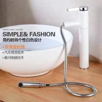 面盆白色冷热水龙头开关铜抽拉式水龙头洗脸盆水龙头洗手盆龙头