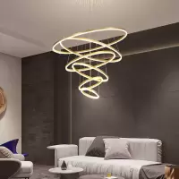 吊灯led客厅灯现代简约复式楼大厅灯轻奢餐厅吊灯具别墅北欧创意