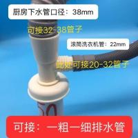 洗衣机地漏转接头滚筒排水管20mm下水32 38三通双排pvc管道防臭芯