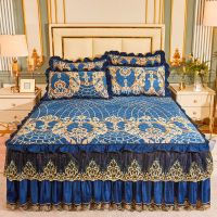 隐藏式拉链可拆洗水晶绒床裙单件加厚夹棉床罩三件套冬季床套床盖