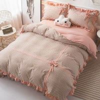款四件套床上用品床单棉少女心蝴蝶结被套公主风学生三件套