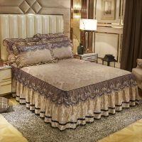 欧式压花天鹅绒床裙单件蕾丝花边床罩防尘罩单双人秋冬季保暖床套