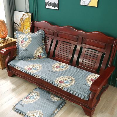 加厚防滑可拆洗实木沙发垫冬季毛绒红木组合沙发坐垫带靠背座椅垫