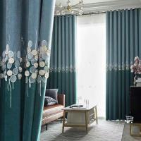 新款双面莫兰蒂绣花窗帘钉珠浮雕全遮光客厅卧室阳台飘窗