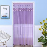 布艺蕾丝门帘防蚊加密纱帘客厅卧室玄关单纱珠门帘免打孔家用