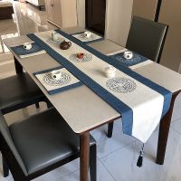 新中式刺绣桌旗禅意棉麻加厚茶席茶垫日式餐桌垫茶几电视柜布长条