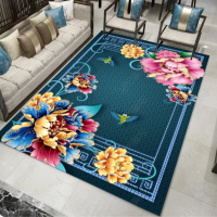 中式古风大地毯花卉吉祥客厅卧室地毯茶几沙发家用床边毯