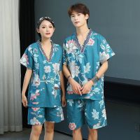 汗蒸服女棉情侣款全棉大码水疗浴衣桑拿服男浴服加肥睡衣居家服