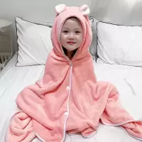 儿童浴巾珊瑚绒婴儿斗篷披风卡通带帽柔吸水比棉柔软毛巾浴袍
