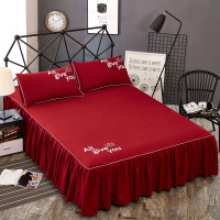 棉单床裙加厚磨毛席梦思色床裙床罩床套三件套枕