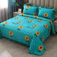 冬季床单水晶绒床盖夹棉防滑毛毯保暖加厚单双人床单色绒盖毯子