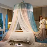 新款网红圆顶蚊帐吊挂蚊帐公主蚊帐家用双层加密帐纱遮光蚊帐