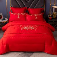 结婚绣花被子大红色喜被婚庆双人被芯加厚保暖刺绣冬被新婚陪嫁礼