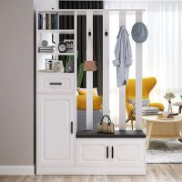 门口玄关柜门厅收纳柜鞋柜储物柜挂衣架鞋柜衣架一体换鞋凳经济型